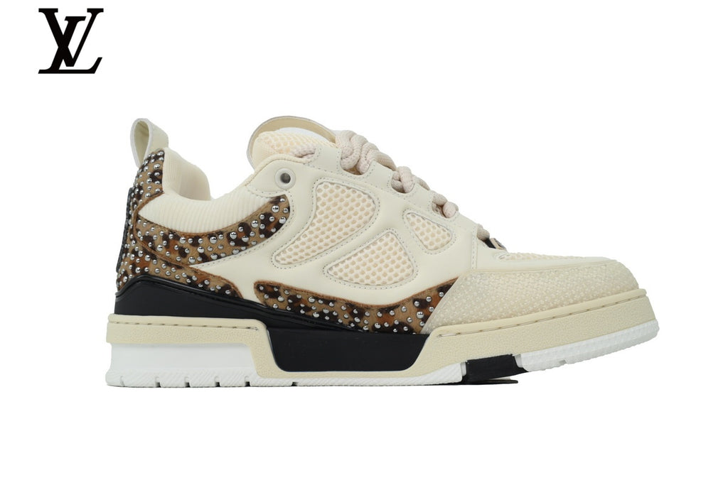 Louis Vuitton Skate Sneaker – Cream Leopard & Rhinestone