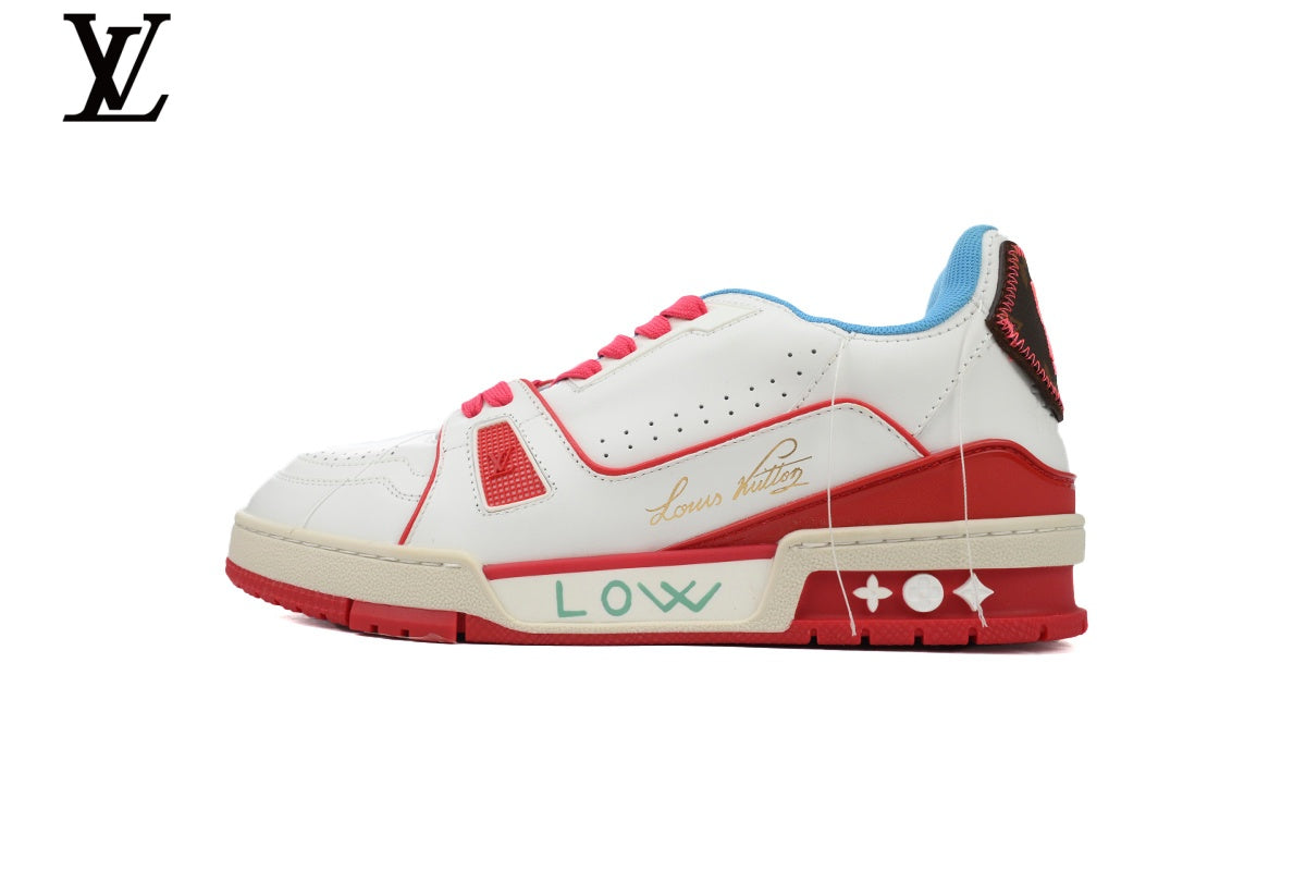 Louis Vuitton LV Trainer Sneaker – White, Red & Blue