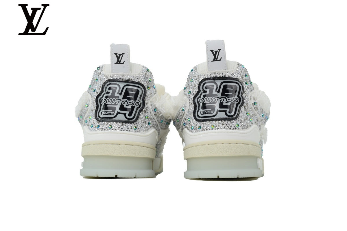 Louis Vuitton Skate Sneaker – White Fringe & Rhinestone