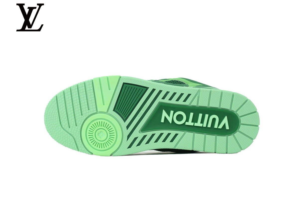 Louis Vuitton Trainer Sneaker – Two-Tone Green Mesh & Leather