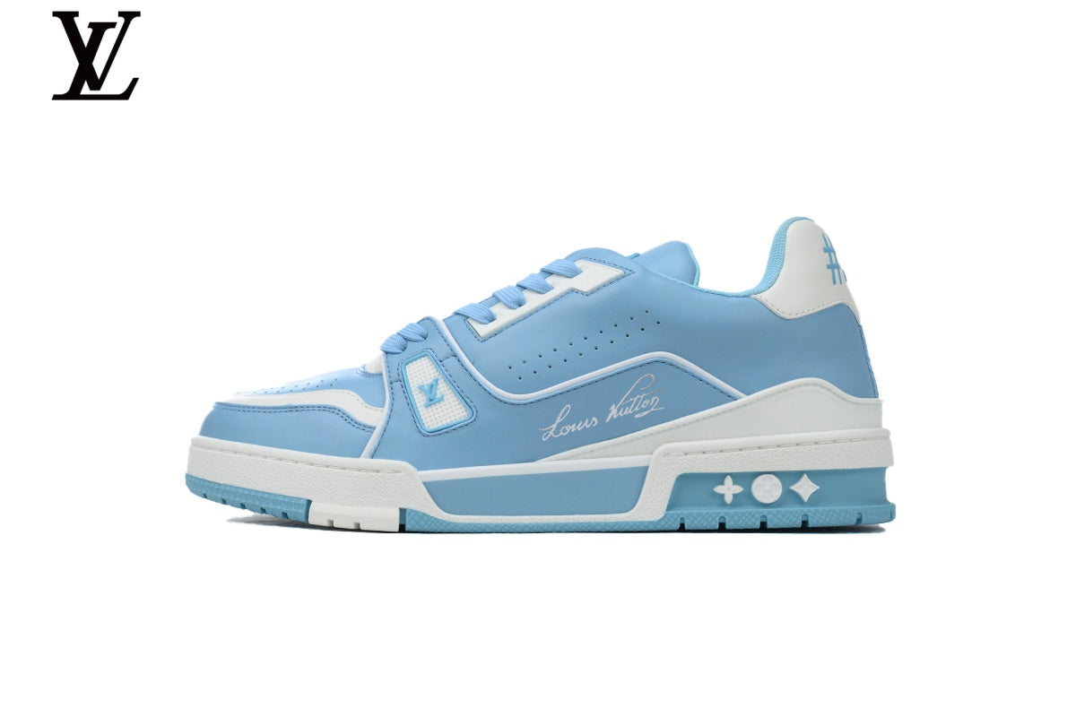 Louis Vuitton LV Trainer Sneaker – Light Blue & White