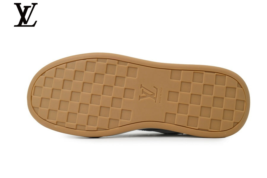 LV Low Top Sneaker Grey Denim Monogram Gum Sole