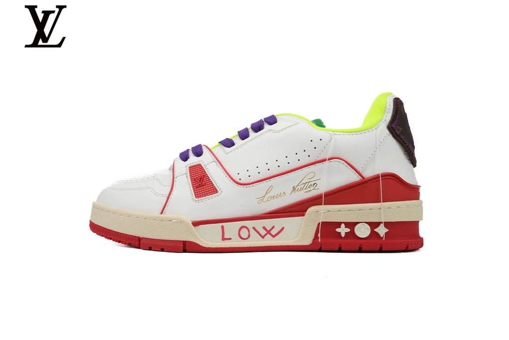 Louis Vuitton LV Trainer Sneaker – White, Red & Purple