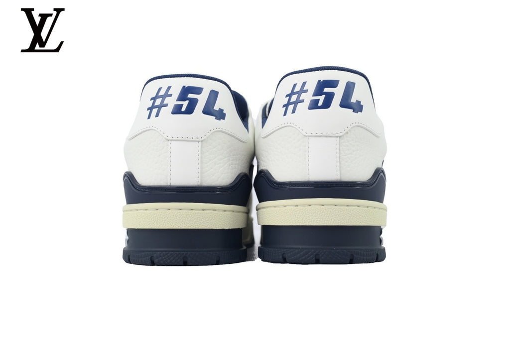 Louis Vuitton Trainer Sneaker – White & Navy Signature