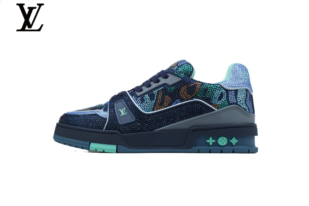 Louis Vuitton Trainer Sneaker – Navy Multicolor Crystal