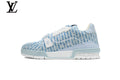 Louis Vuitton Trainer Sneaker – Striped Monogram Denim in Light Blue