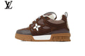 Louis Vuitton Trainer Sneaker – Brown Suede & Mesh with White & Gum Sole