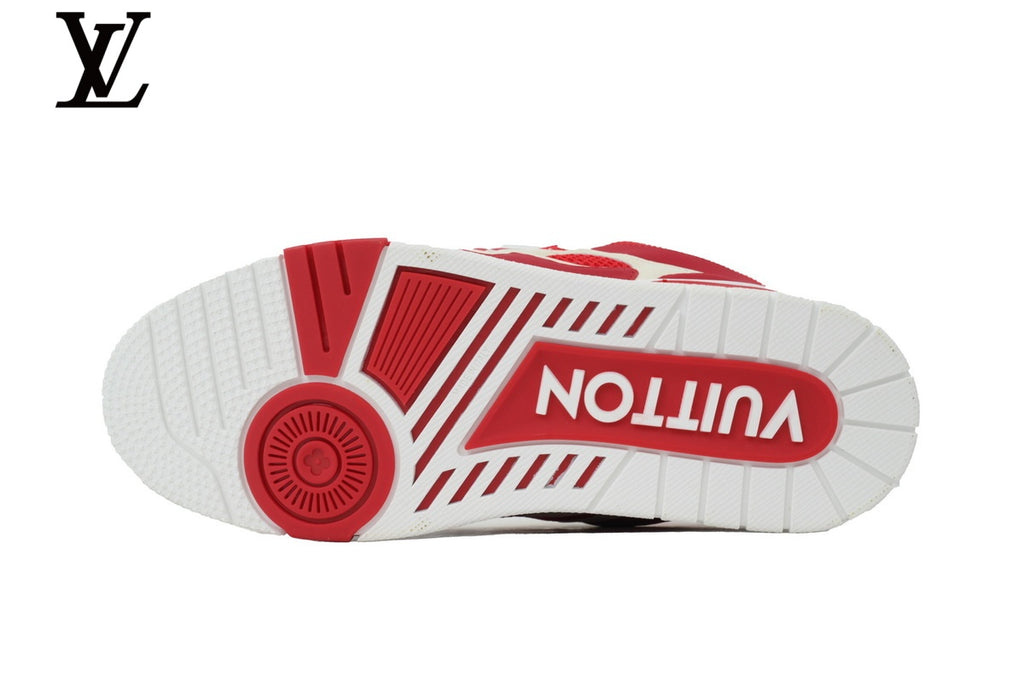 Louis Vuitton Trainer Sneaker – Red & White Mesh & Leather