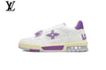 Louis Vuitton Trainer Sneakers - White and Purple Mesh & Leather