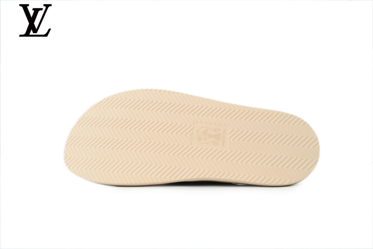 Louis Vuitton Slide Sandal in Dark Brown Suede with Cross Strap