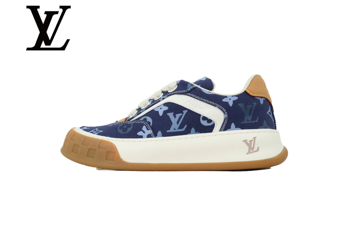 Blue Monogram-Pattern Skate Sneakers | Sizes 38–46