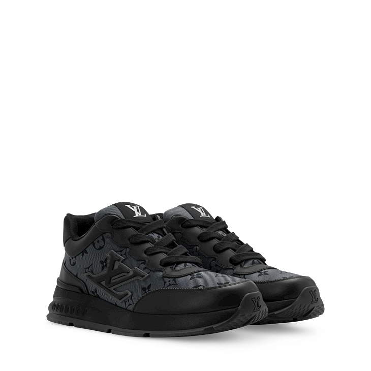 Black Monogram-Pattern Sneakers