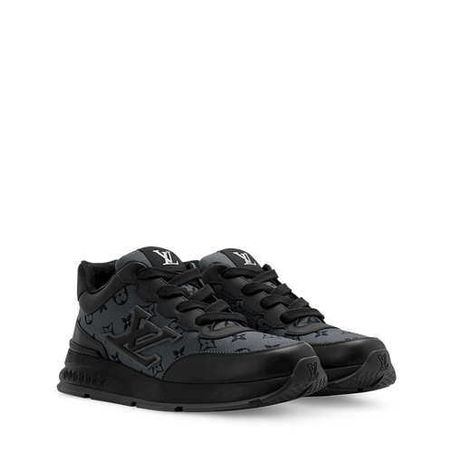 Black Monogram-Pattern Sneakers