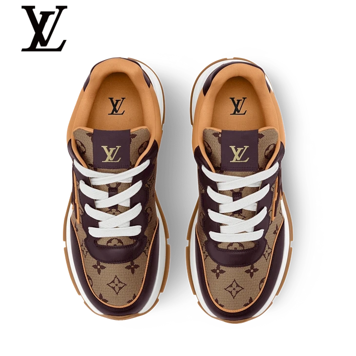 Brown Monogram-Pattern Sneakers | Sizes 38–46