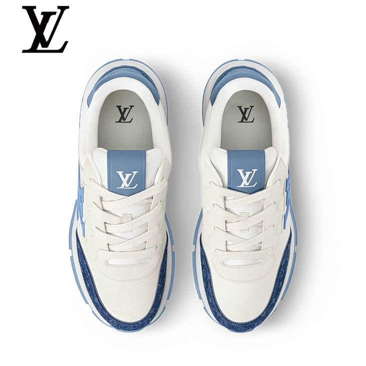 White & Blue Denim-Look Sneakers | Sizes 38–46