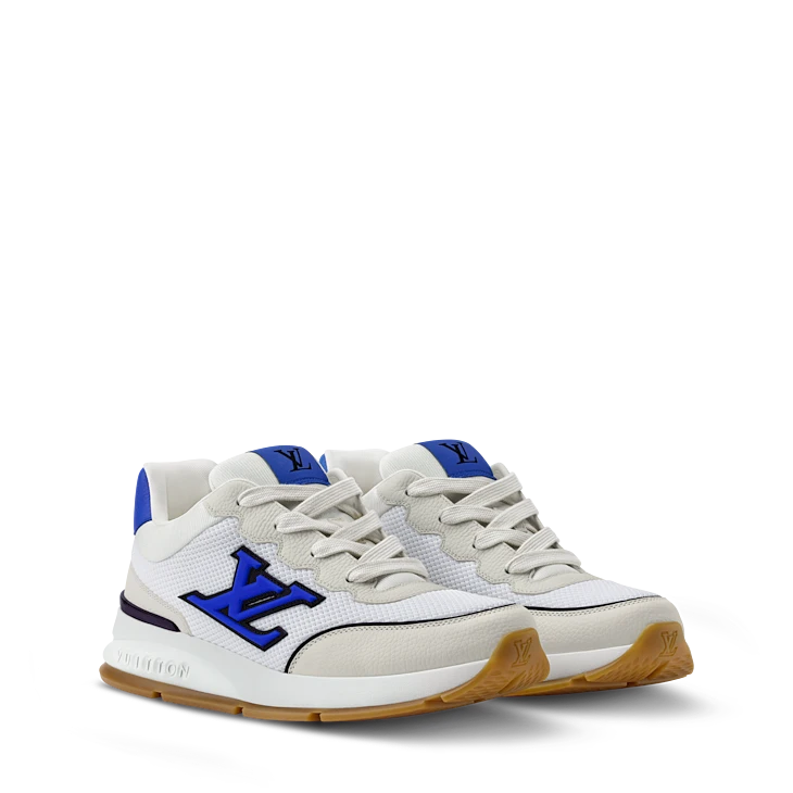White & Blue Retro-Style Sneakers
