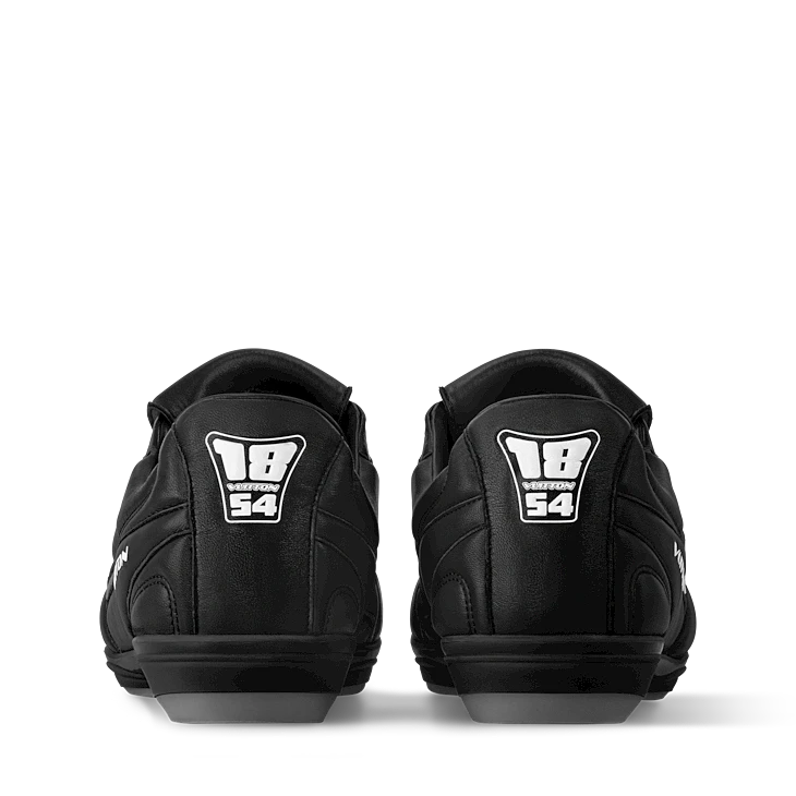 Black Leather-Look Soccer-Inspired Sneakers