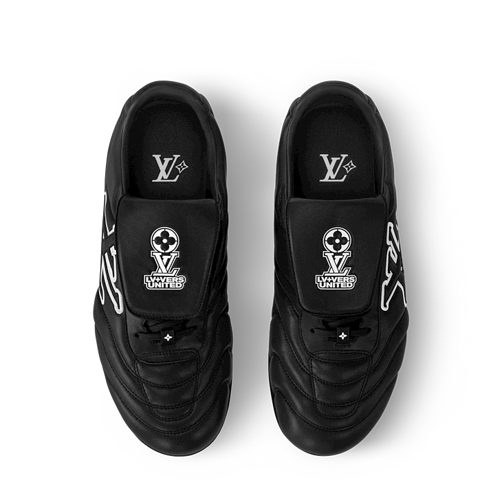 Black Leather-Look Soccer-Inspired Sneakers