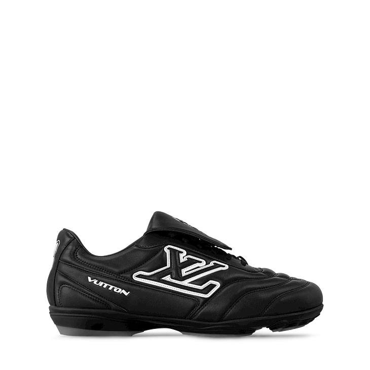 Black Leather-Look Soccer-Inspired Sneakers