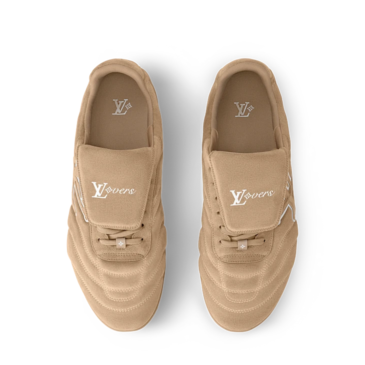 Beige Suede-Look Soccer-Inspired Sneakers