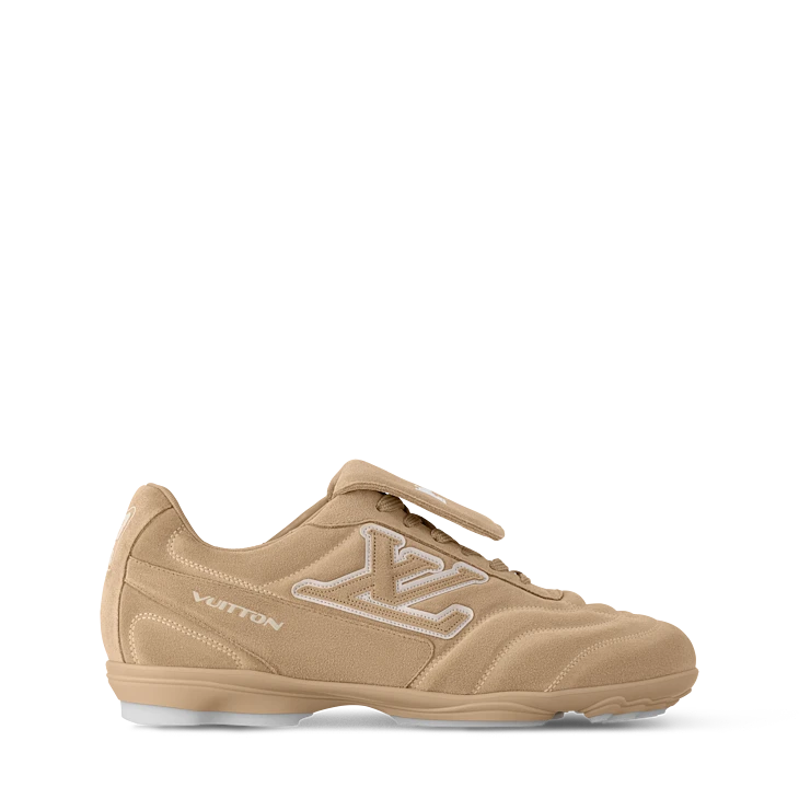 Beige Suede-Look Soccer-Inspired Sneakers