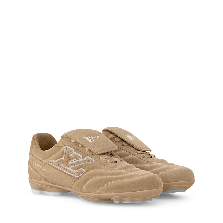 Beige Suede-Look Soccer-Inspired Sneakers