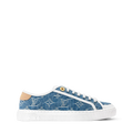 Blue Denim-Look Monogram-Pattern Low-Top Sneakers