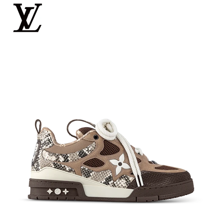 Brown Snake-Print Skate Sneakers | Sizes 38–46