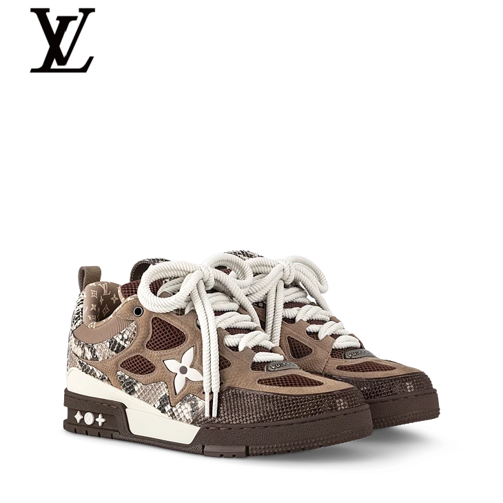 Brown Snake-Print Skate Sneakers | Sizes 38–46