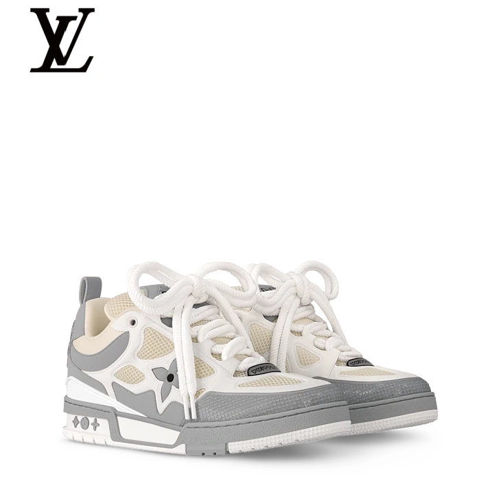 Grey & White Mesh Skate Sneakers | Sizes 38–46