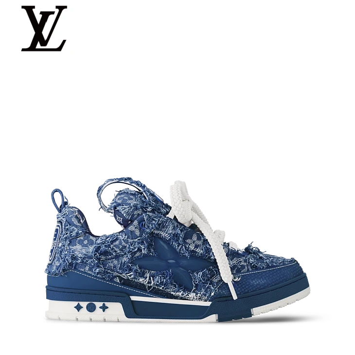 Blue Fringe Denim-Look Skate Sneakers | Sizes 38–46