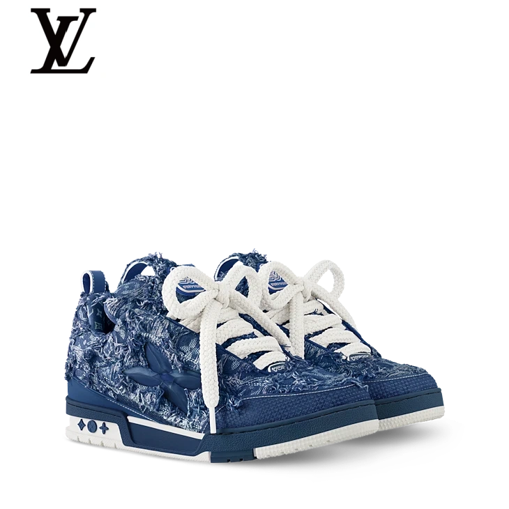 Blue Fringe Denim-Look Skate Sneakers | Sizes 38–46