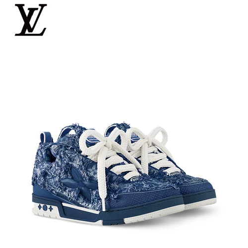 Blue Fringe Denim-Look Skate Sneakers | Sizes 38–46