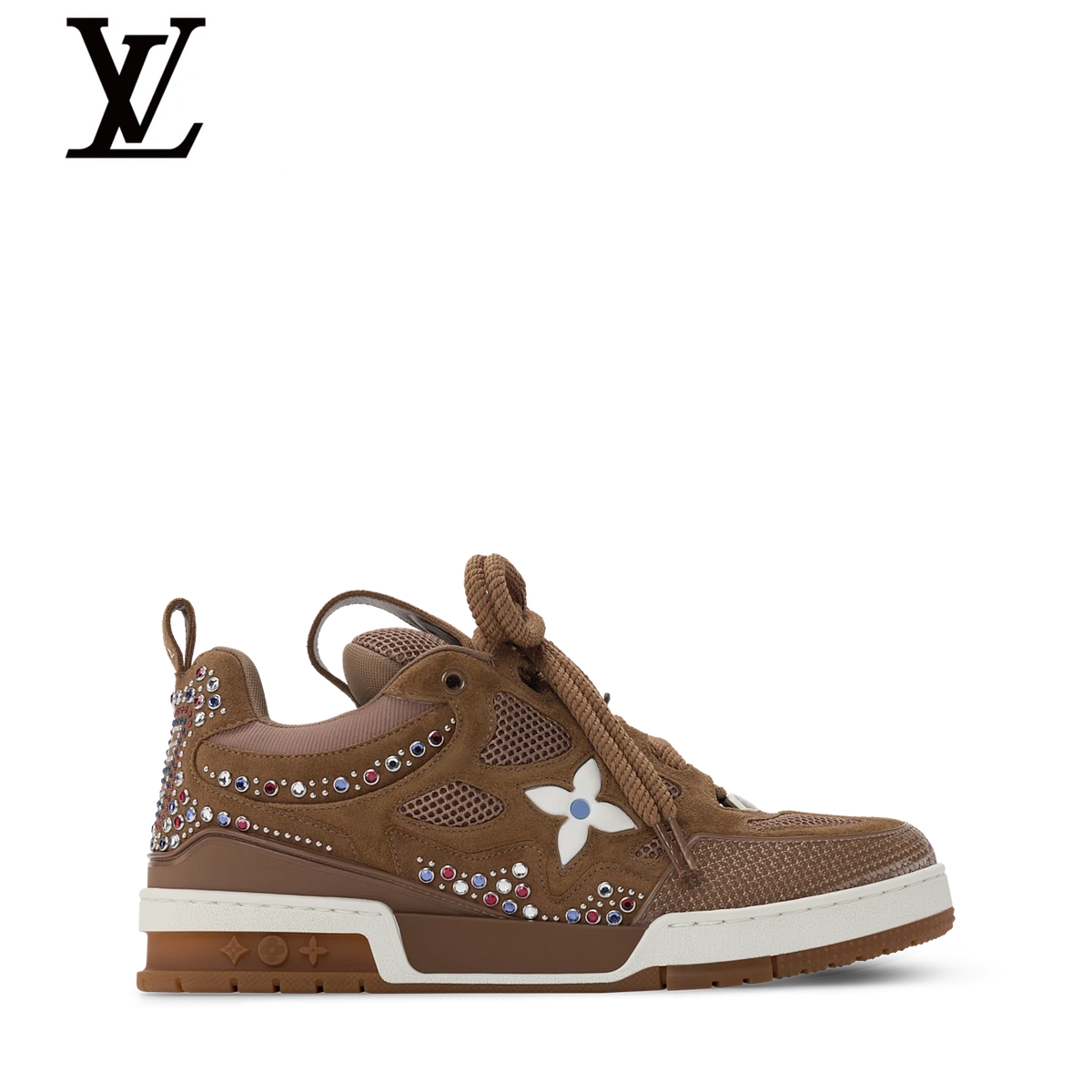 Brown Rhinestone-Detail Skate Sneakers | Sizes 38–46