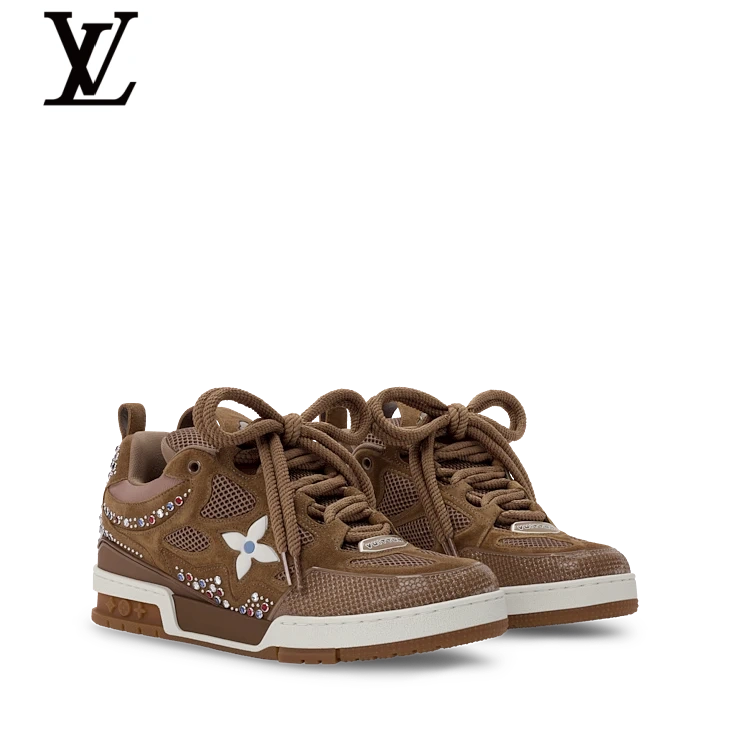 Brown Rhinestone-Detail Skate Sneakers | Sizes 38–46