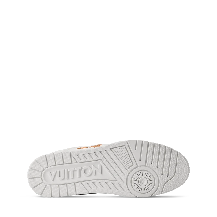 White & Orange Monogram-Pattern Trainer Sneakers