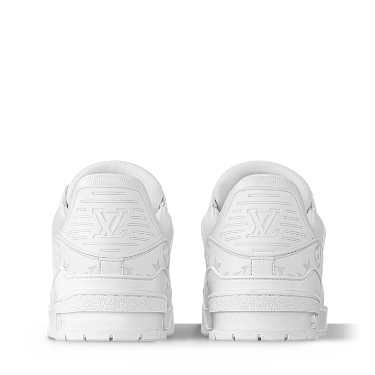 All-White Monogram-Pattern Trainer Sneakers