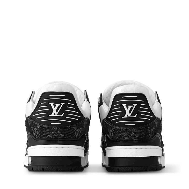 Black & White Monogram-Pattern Trainer Sneakers