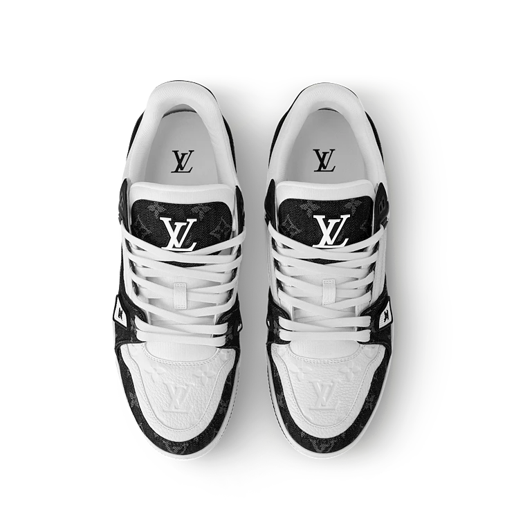 Black & White Monogram-Pattern Trainer Sneakers